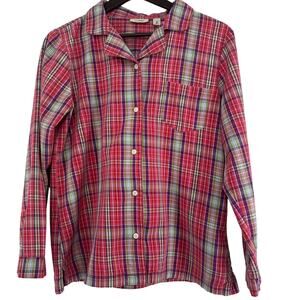 L.L. Bean Pink Plaid Pajama Shirt M